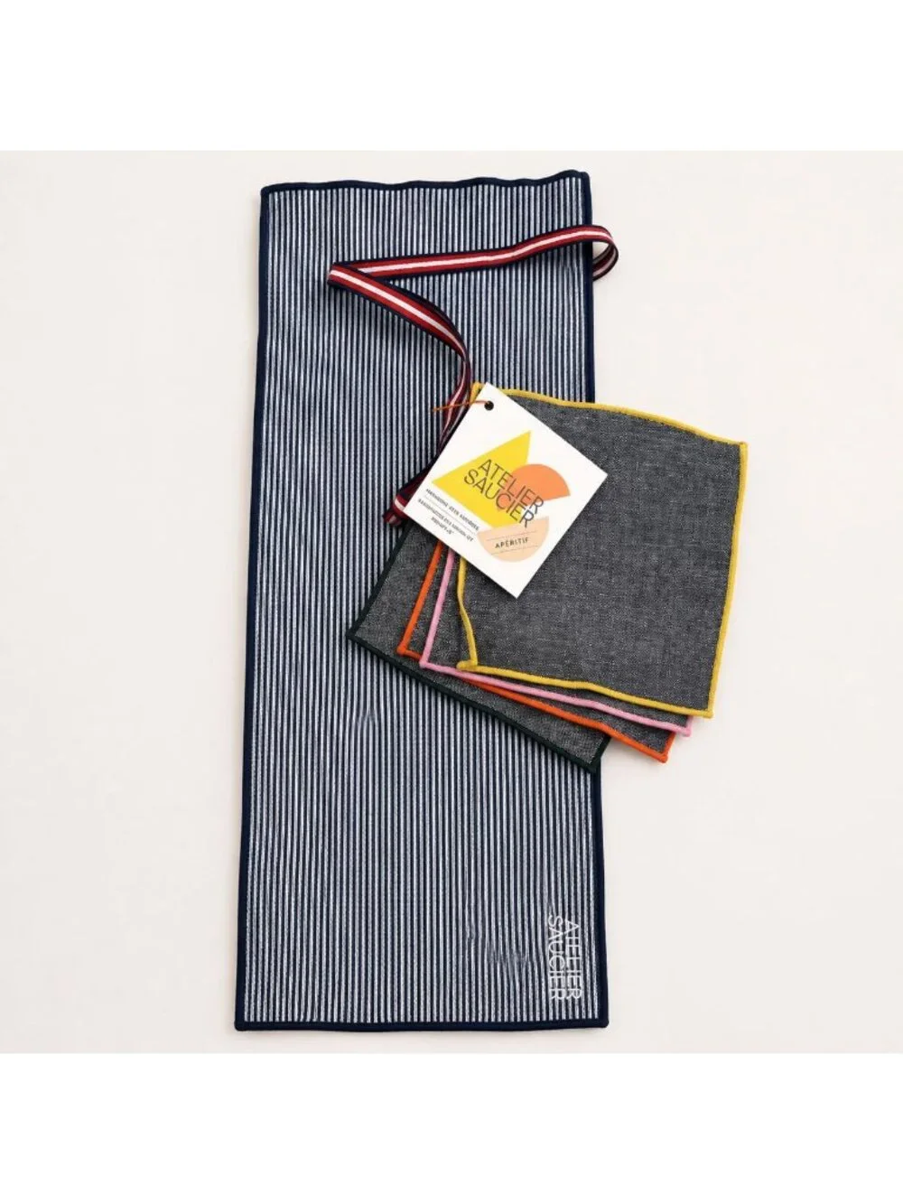 NWT Atelier Saucier Cocktail Napkins Set of 4 Reclaimed Fabric Made in USA